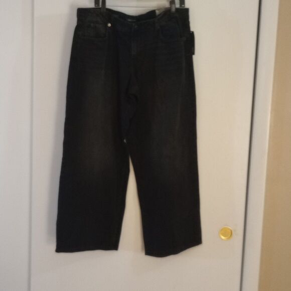 🆕👖Low Rise Wide Leg Baggy Jeans, Washed Black, Sz 17, 16 - Picture 6 of 7